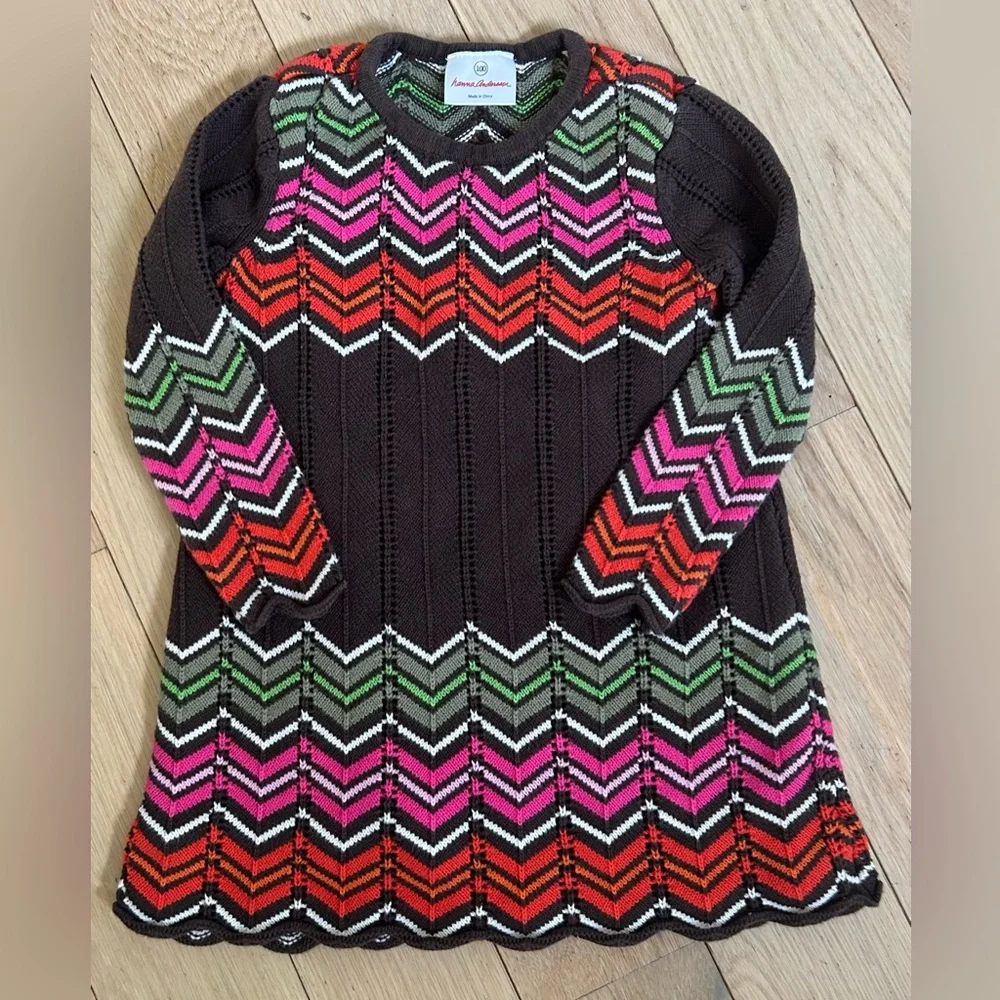 Hanna Andersson Multicolor Chevron Knit dress‎ 3t